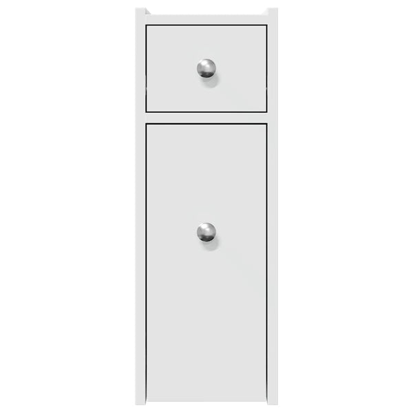 Weißer, schmaler Badezimmerschrank auf Rollen Arthur (Holz)