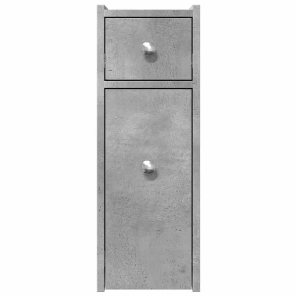Betongrauer schmaler Badschrank auf Rollen Arthur (Holz)