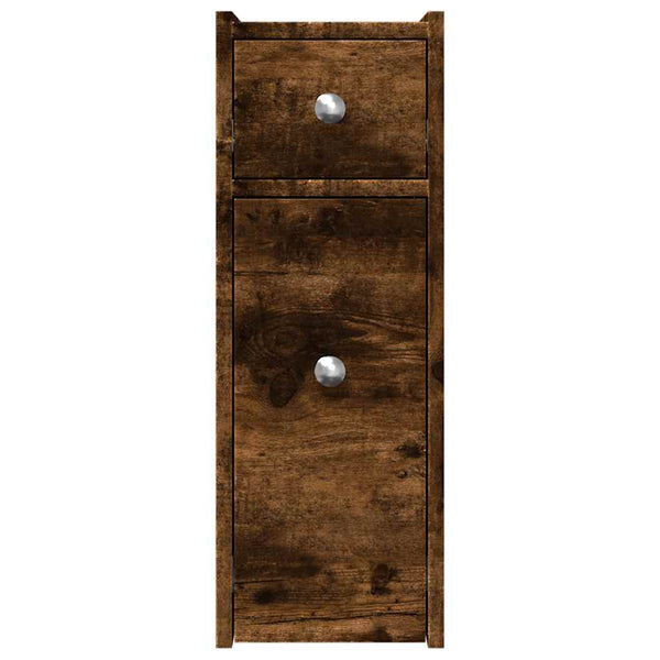 Schmaler Badezimmerschrank auf Rollen aus Rauchfichte Arthur (Holz)