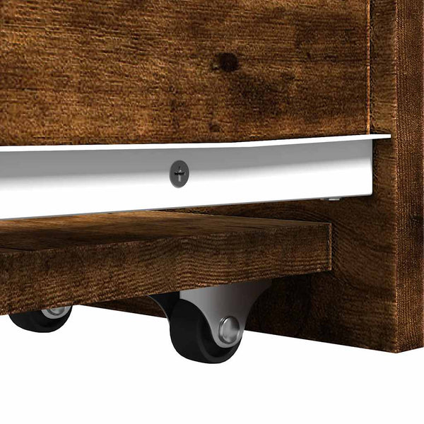 Schmaler Badezimmerschrank auf Rollen aus Rauchfichte Arthur (Holz)