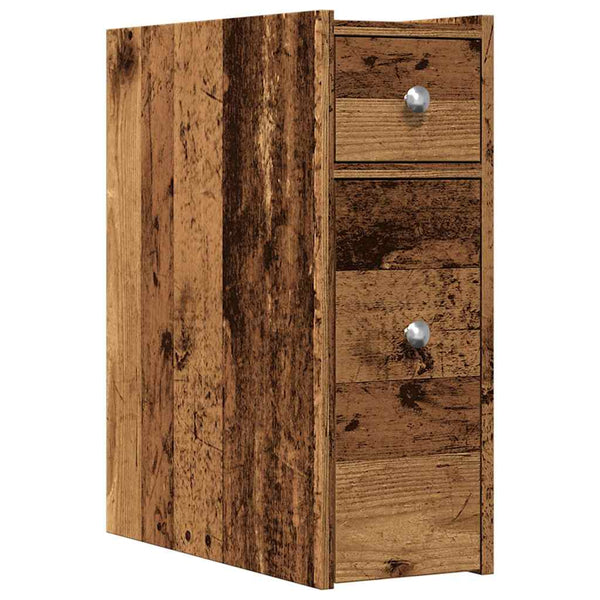 Alter, schmaler Badezimmerschrank Arthur (auf Rollen, Holz)