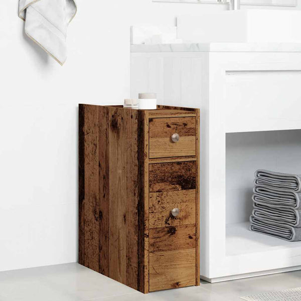 Alter, schmaler Badezimmerschrank Arthur (auf Rollen, Holz)