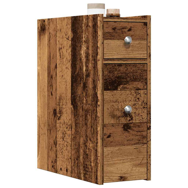 Alter, schmaler Badezimmerschrank Arthur (auf Rollen, Holz)