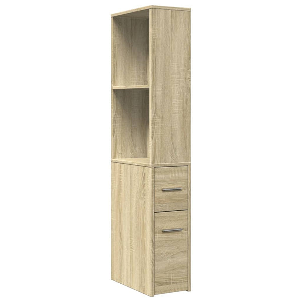 Sonoma-Eiche schmaler Badezimmerschrank auf Rollen Gellerd (Holz)