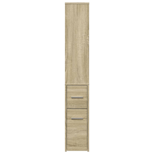 Sonoma-Eiche schmaler Badezimmerschrank auf Rollen Gellerd (Holz)