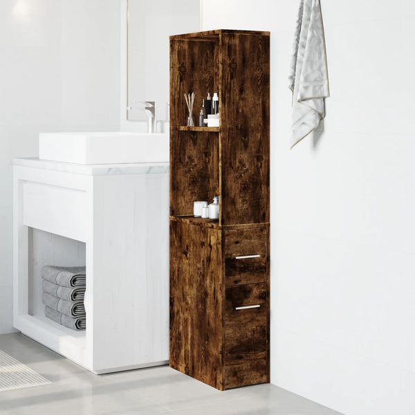 Savutammi schmaler Badezimmerschrank mit Rollen Gellerd (Holz)