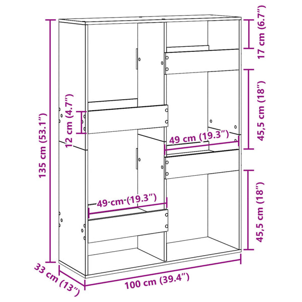 Weißes Bücherregal Brandusha 100x33x135cm (Spanplatte)