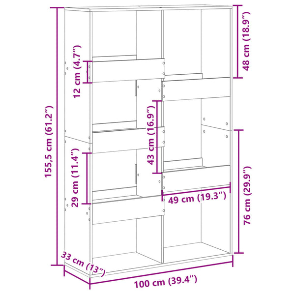 Sonoma Eiche Raumteiler Iorgus 100x33x155,5cm (Holz)