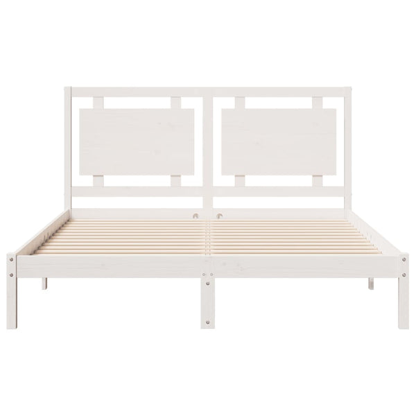 Bettgestell Weiß Überlänge ohne Matratze Nichita 160x210cm (Massivholz)