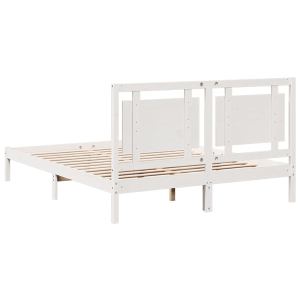 Bettgestell Weiß extralang ohne Matratze Nichita 140x220cm (Massivholz)