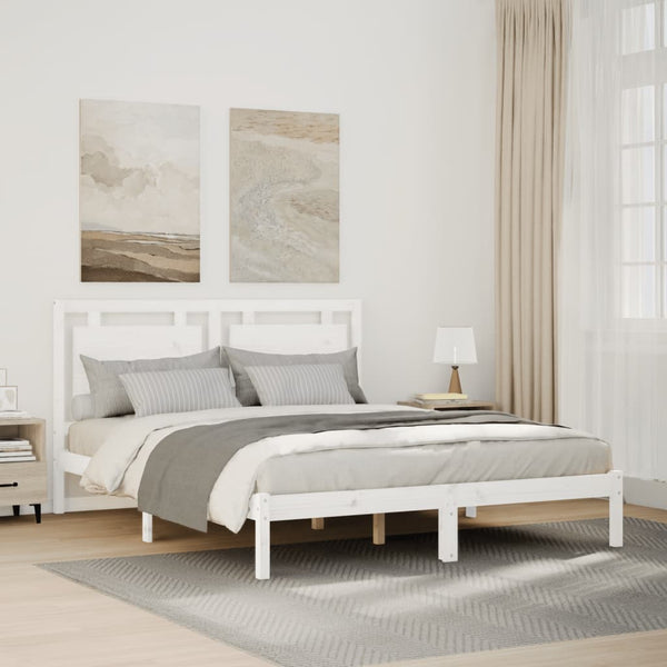 Bettgestell Weiß extralang ohne Matratze Nichita 140x220cm (Massivholz)