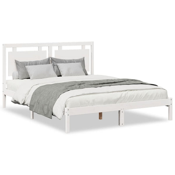 Bettgestell Weiß Überlänge ohne Matratze Nichita 160x220cm (Massivholz)