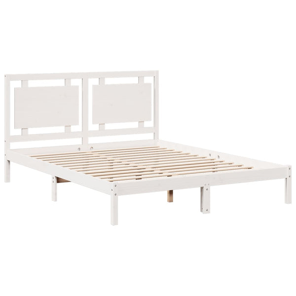 Bettgestell Weiß Überlänge ohne Matratze Nichita 160x220cm (Massivholz)