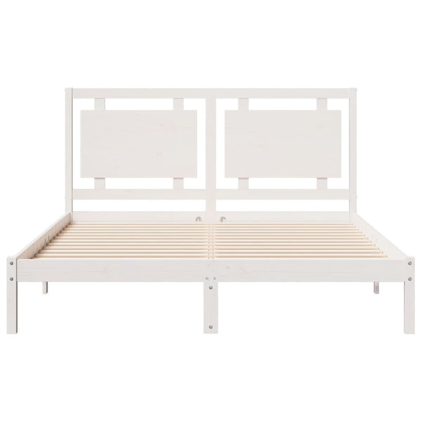 Bettgestell Weiß Überlänge ohne Matratze Nichita 160x220cm (Massivholz)