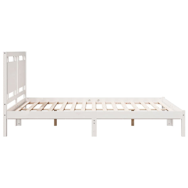 Bettgestell Weiß Überlänge ohne Matratze Nichita 160x220cm (Massivholz)