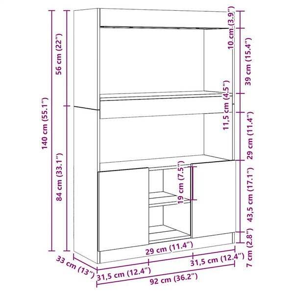 Räuchereiche Schrank Talpau 92x33x140cm (Holz)