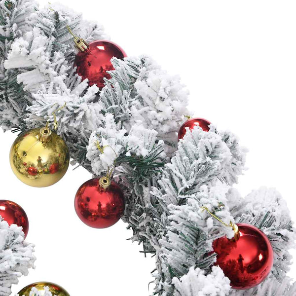 Grüner Weihnachtskranz mit Dekoration und LED-Beleuchtung, Muazil 20 m (PVC)