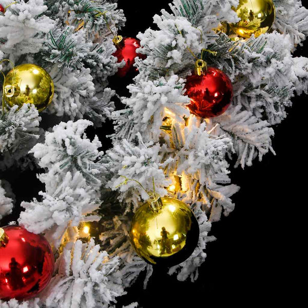 Grüner Weihnachtskranz mit Dekoration und LED-Beleuchtung, Muazil 20 m (PVC)