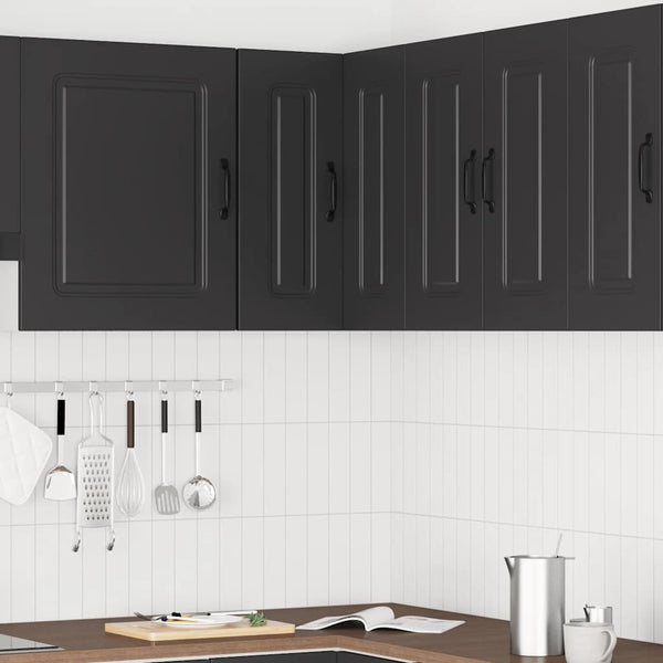 Schwarzer Kücheneckschrank Kalmar Tacue (Holz)