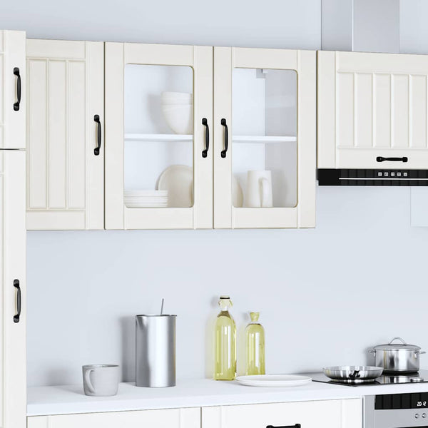 Küchenwandschrank Lucca Armie mit weißer Glastür