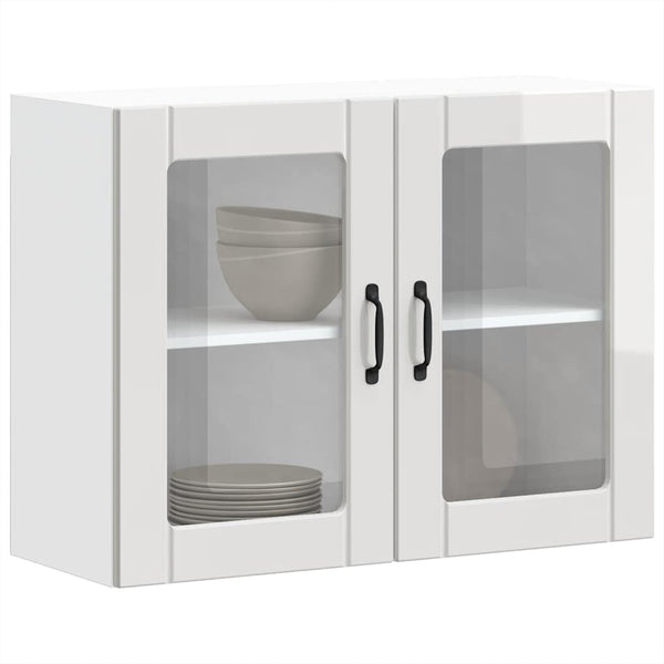 Weißer Küchenhängeschrank Armie Lucca mit Glastür (glänzend)