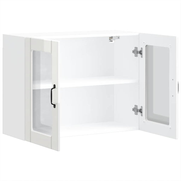 Weißer Küchenhängeschrank Armie Lucca mit Glastür (glänzend)