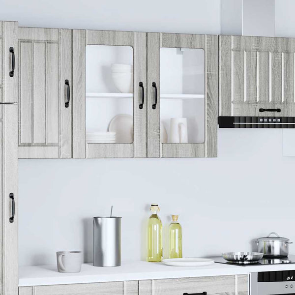 Grauer Küchenwandschrank mit Glastüren Lucca Armie (Sonoma)