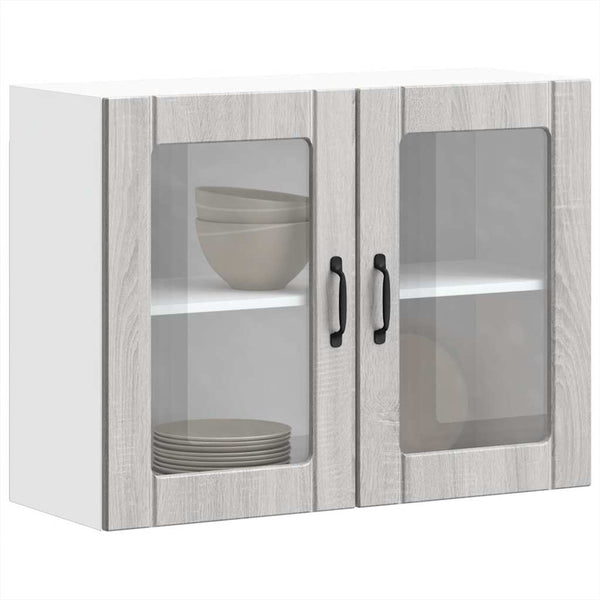Grauer Küchenwandschrank mit Glastüren Lucca Armie (Sonoma)