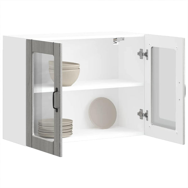 Grauer Küchenwandschrank mit Glastüren Lucca Armie (Sonoma)