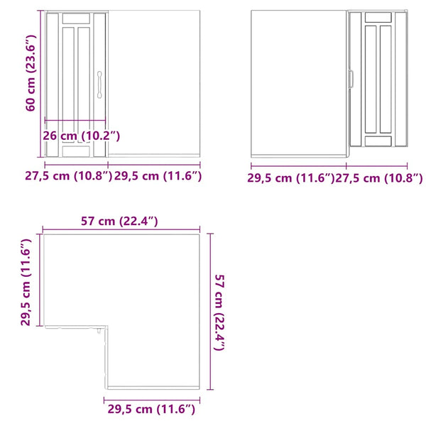 Grauer Küchen-Eckschrank Lucca Armie (Sonoma-Holzoptik)