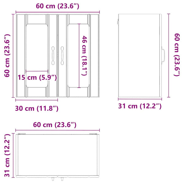 Küchen-Hängeschrank Armie (mit Glastür Lucca) Rauchereiche