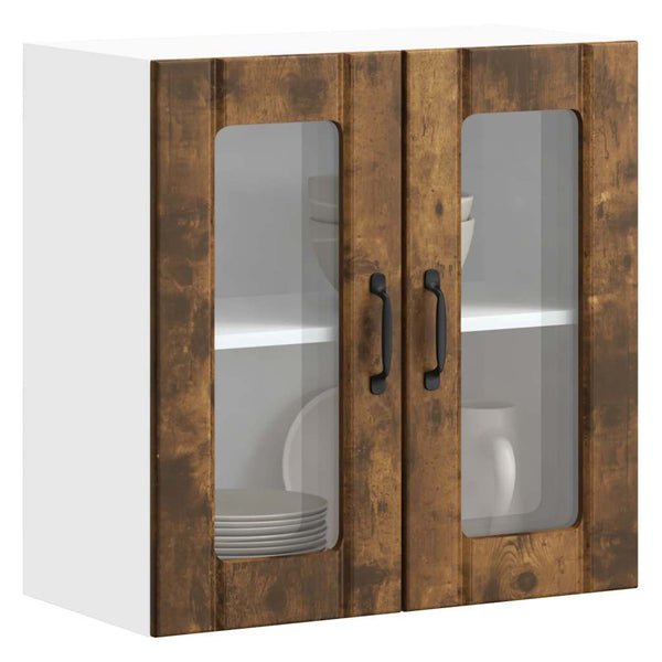 Küchen-Hängeschrank Armie (mit Glastür Lucca) Rauchereiche