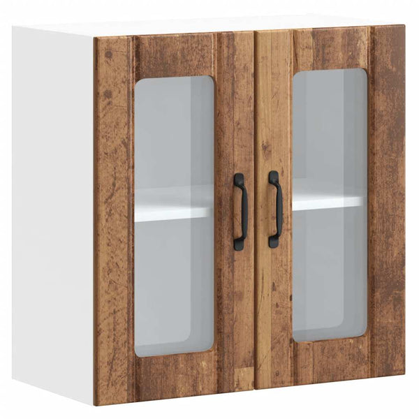 Küchenwandschrank Armie (mit Glastür Lucca) aus Altholz