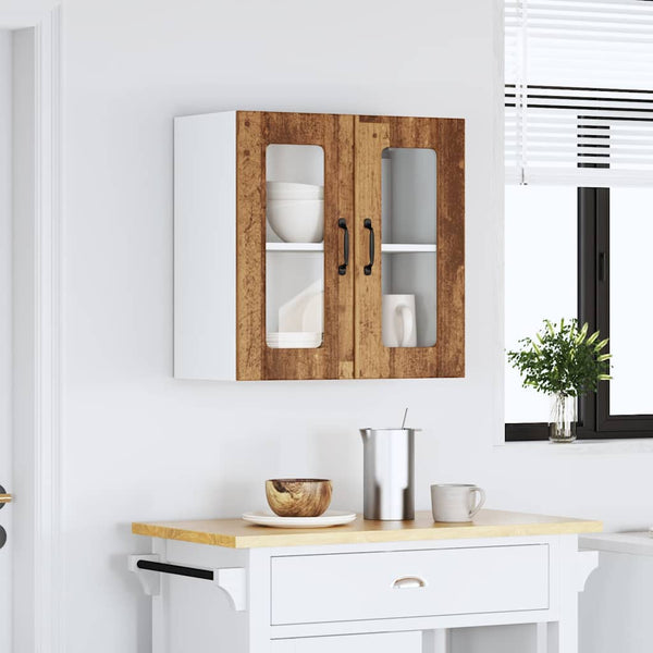 Küchenwandschrank Armie (mit Glastür Lucca) aus Altholz