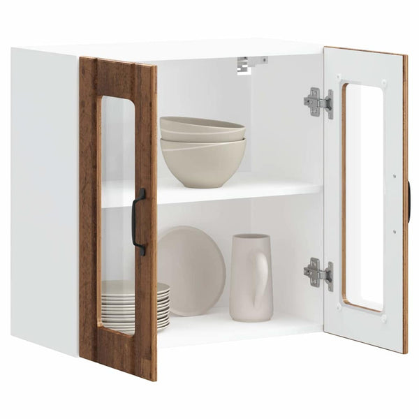 Küchenwandschrank Armie (mit Glastür Lucca) aus Altholz