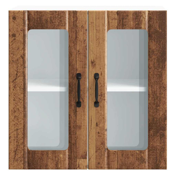 Küchenwandschrank Armie (mit Glastür Lucca) aus Altholz