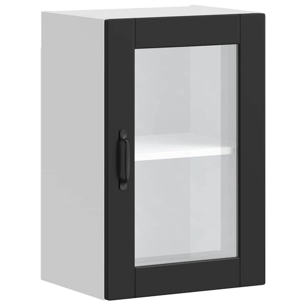 Cristofie Küchenoberschrank in Schwarz (mit Portoglas-Tür)