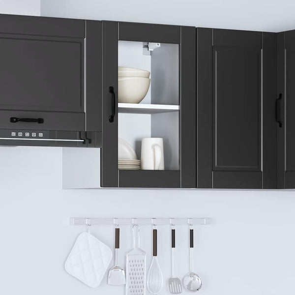 Cristofie Küchenoberschrank in Schwarz (mit Portoglas-Tür)