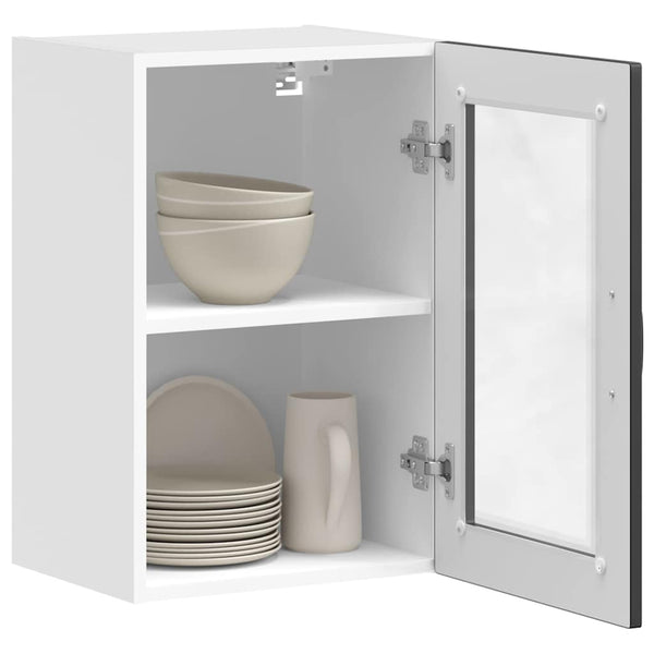 Cristofie Küchenoberschrank in Schwarz (mit Portoglas-Tür)