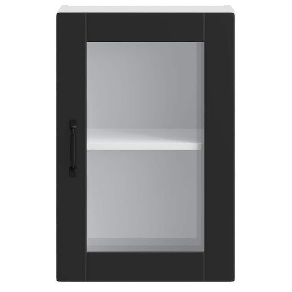 Cristofie Küchenoberschrank in Schwarz (mit Portoglas-Tür)
