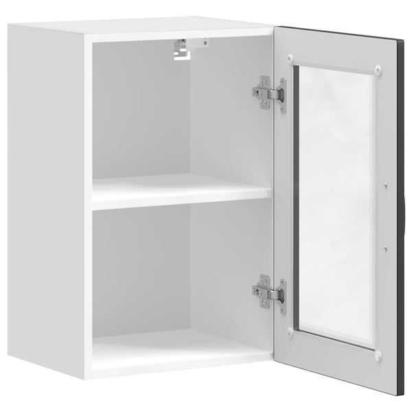 Cristofie Küchenoberschrank in Schwarz (mit Portoglas-Tür)
