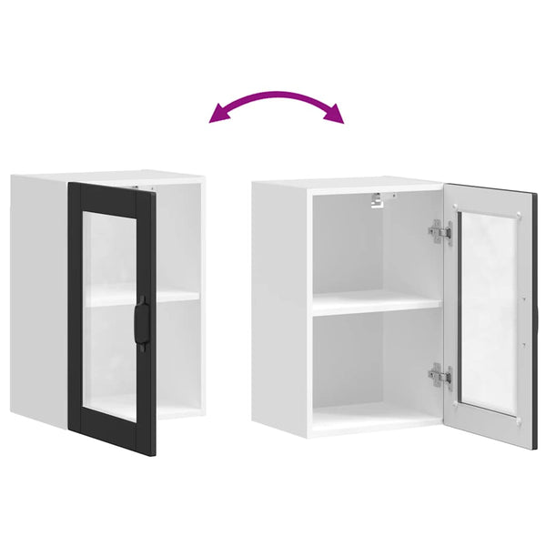 Cristofie Küchenoberschrank in Schwarz (mit Portoglas-Tür)