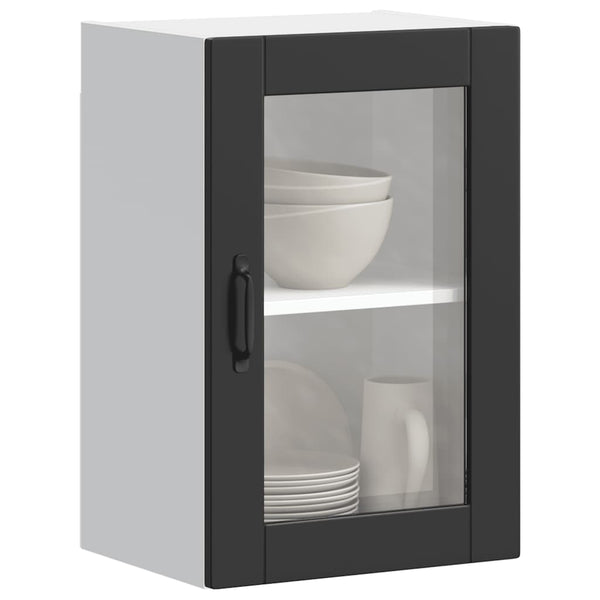 Cristofie Küchenoberschrank in Schwarz (mit Portoglas-Tür)