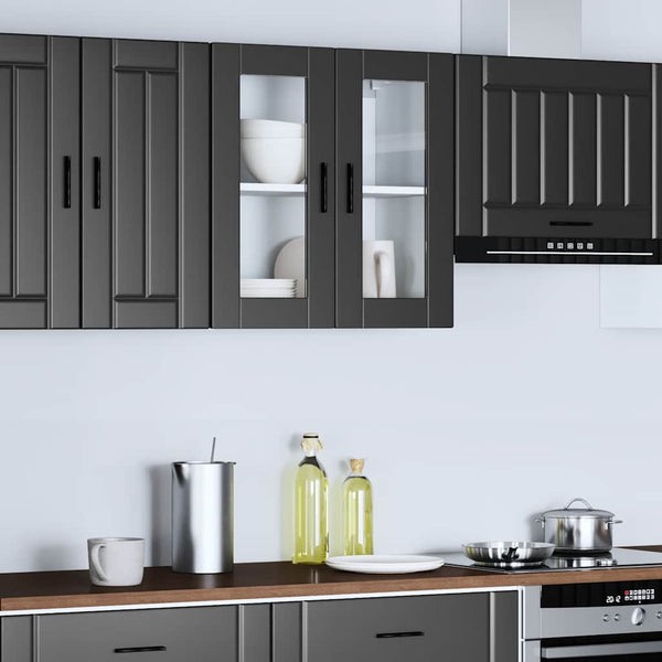Cristofie Oberschrank Schwarz (mit Glastür Porto)