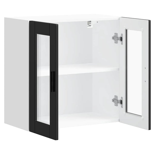 Cristofie Oberschrank Schwarz (mit Glastür Porto)