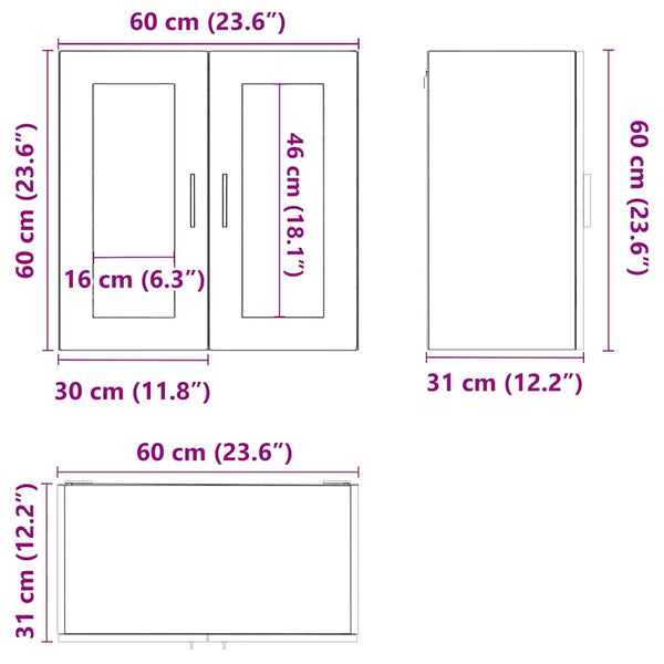 Cristofie Oberschrank Schwarz (mit Glastür Porto)