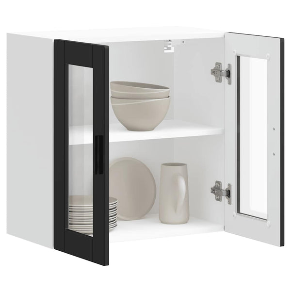 Cristofie Oberschrank Schwarz (mit Glastür Porto)