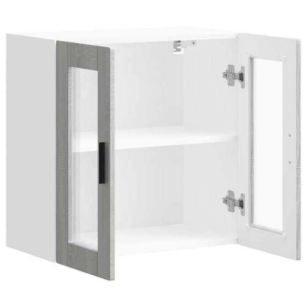 Porto Cristofie -grauer Küchenhängeschrank mit Glastüren (Sonoma)