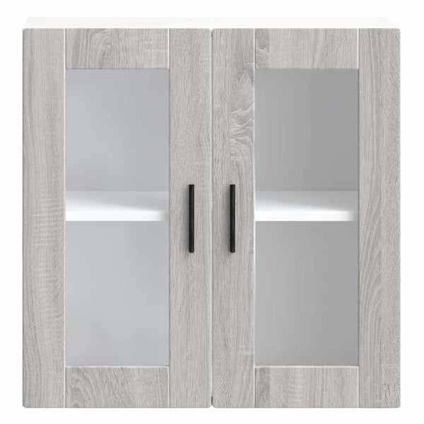 Porto Cristofie -grauer Küchenhängeschrank mit Glastüren (Sonoma)