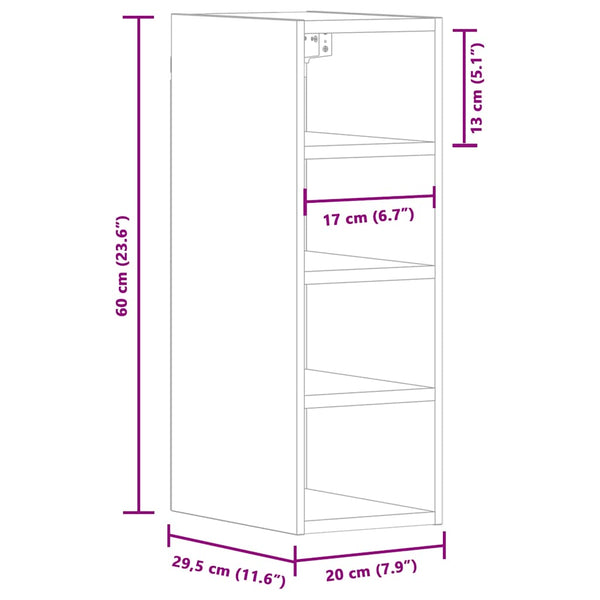 Weißer Wandschrank Pompilas 20x29,5x60cm (Spanplatte)